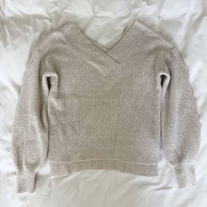 Balloon sleeved oatmeal sweater